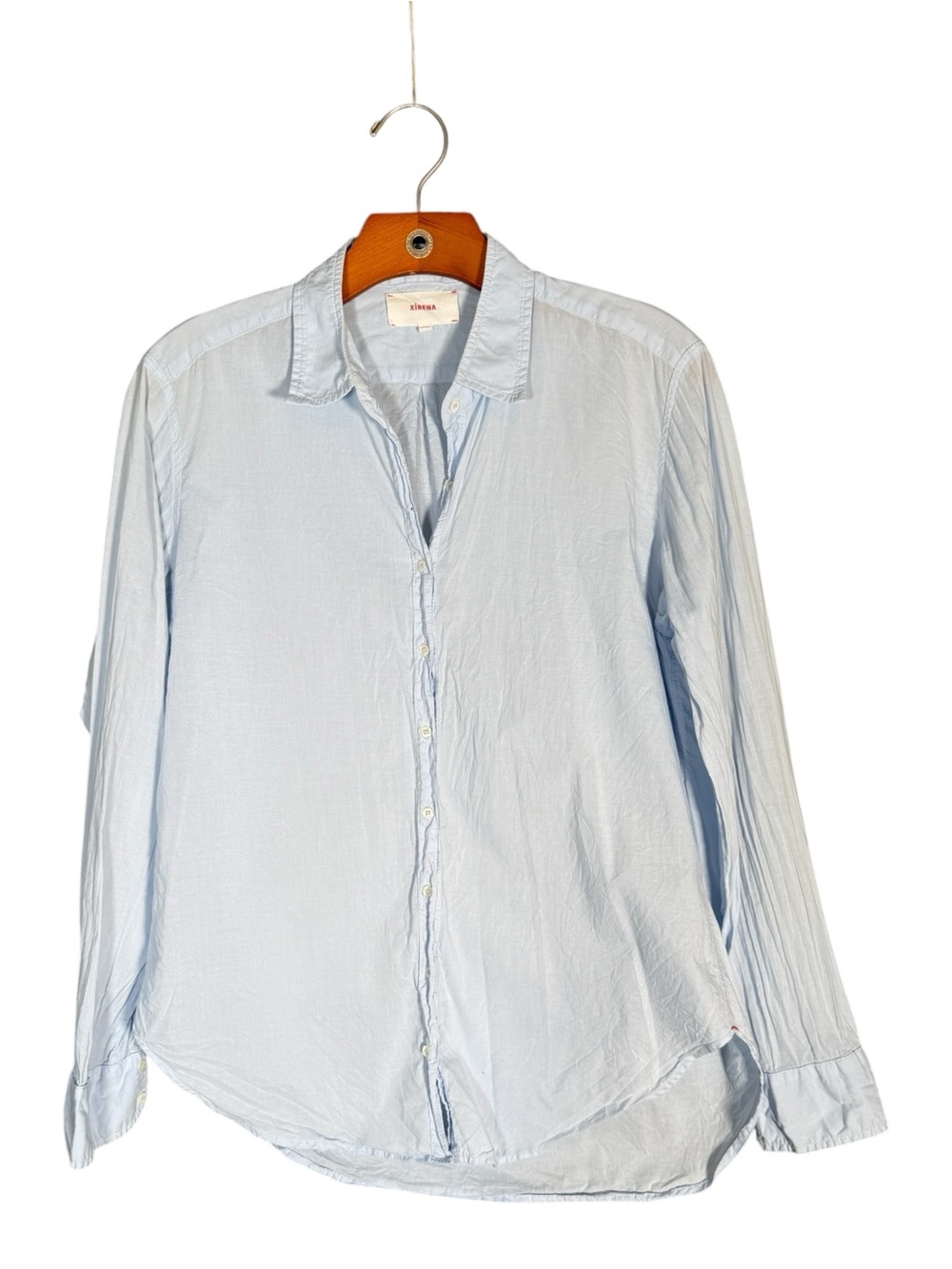 Xirena Beau Shirt 100% Cotton Oversized Light Weight Blue Minimalist XS